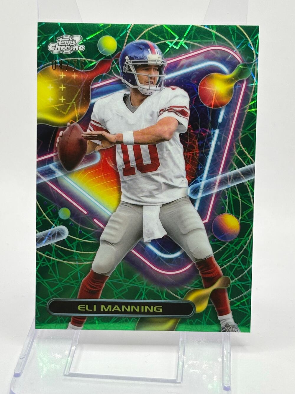 2023 Topps Cosmic Chrome Eli Manning Green Space Dust Refractor 4/75 SP Giants